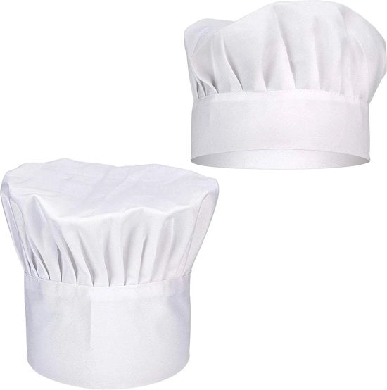 2 pezzi di cappello da chef, cappello da cucina, cappello da lavoro, cappello da hotel, cappello da ristorante, cappello elastico, cappello da cucina per uomo e donna, cappello da cucina bianco, 40 cm.