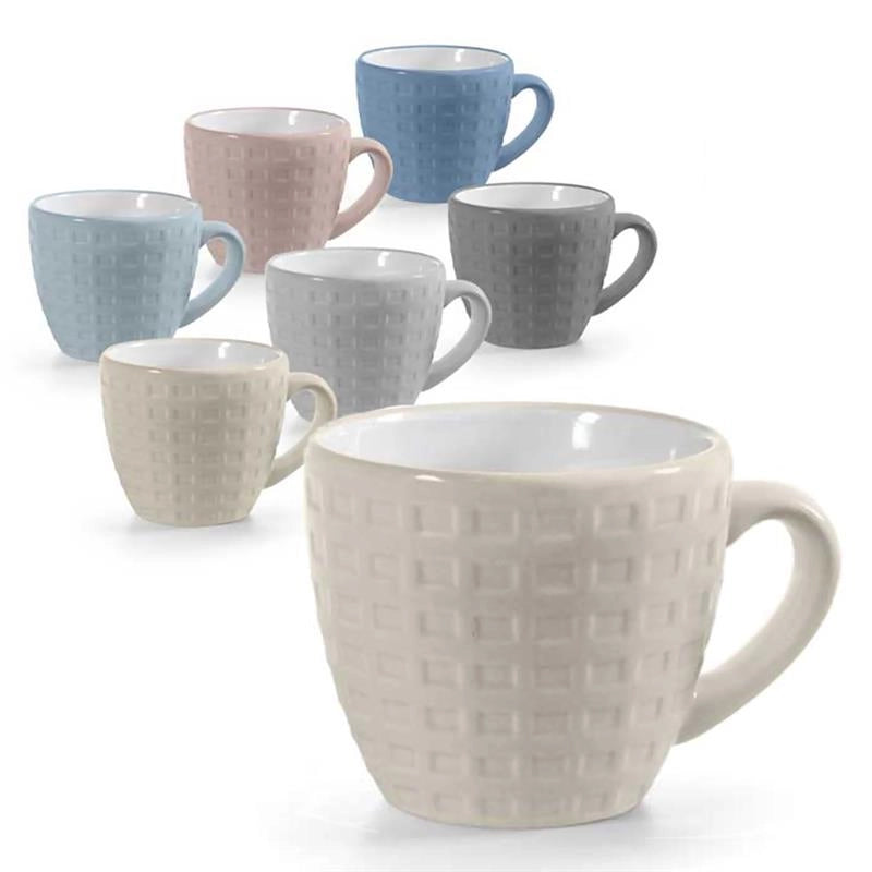 SET 6 TAZZINE DA CAFFÈ IN CERAMICA CON DESIGN A QUADRETTI IN MULTICOLORE