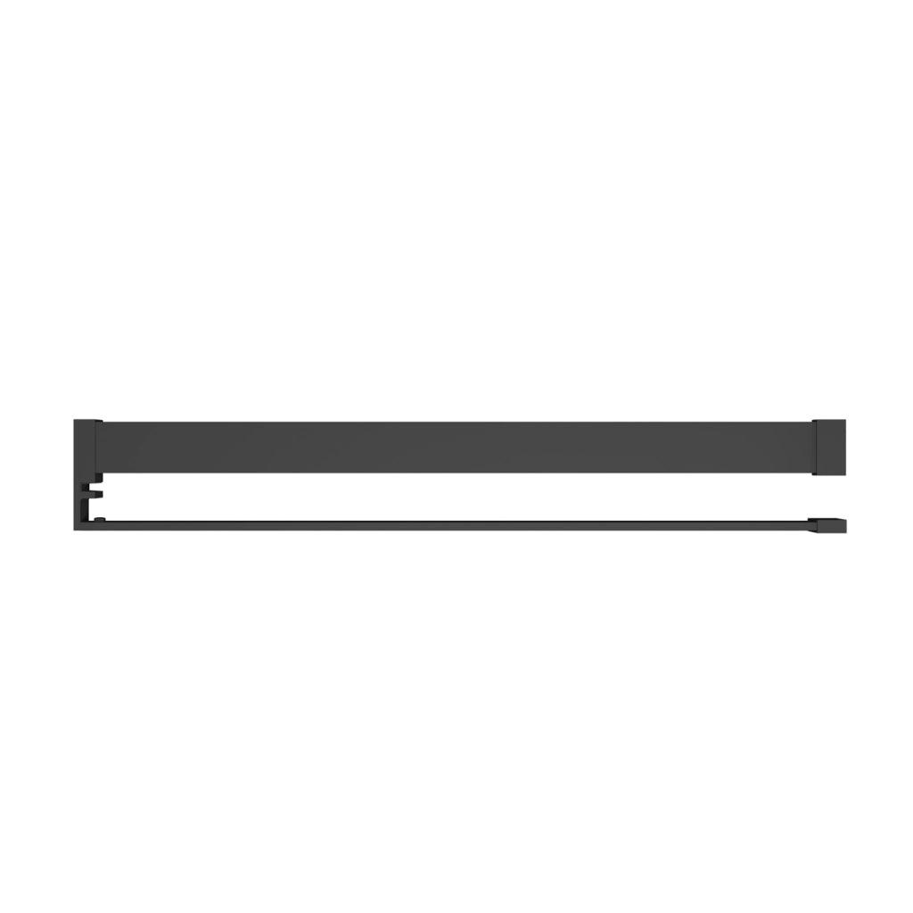 Mensola Doccia per Parete Doccia Walk in 120 cm Alluminio Nero Opaco Porta-asciugamani Adattabile Vetro da 8 mm