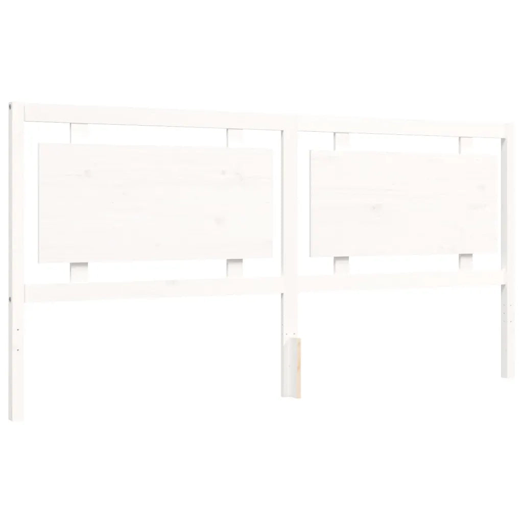 Giroletto con Testiera Bianco 200x200 cm in Legno Massello 3194072