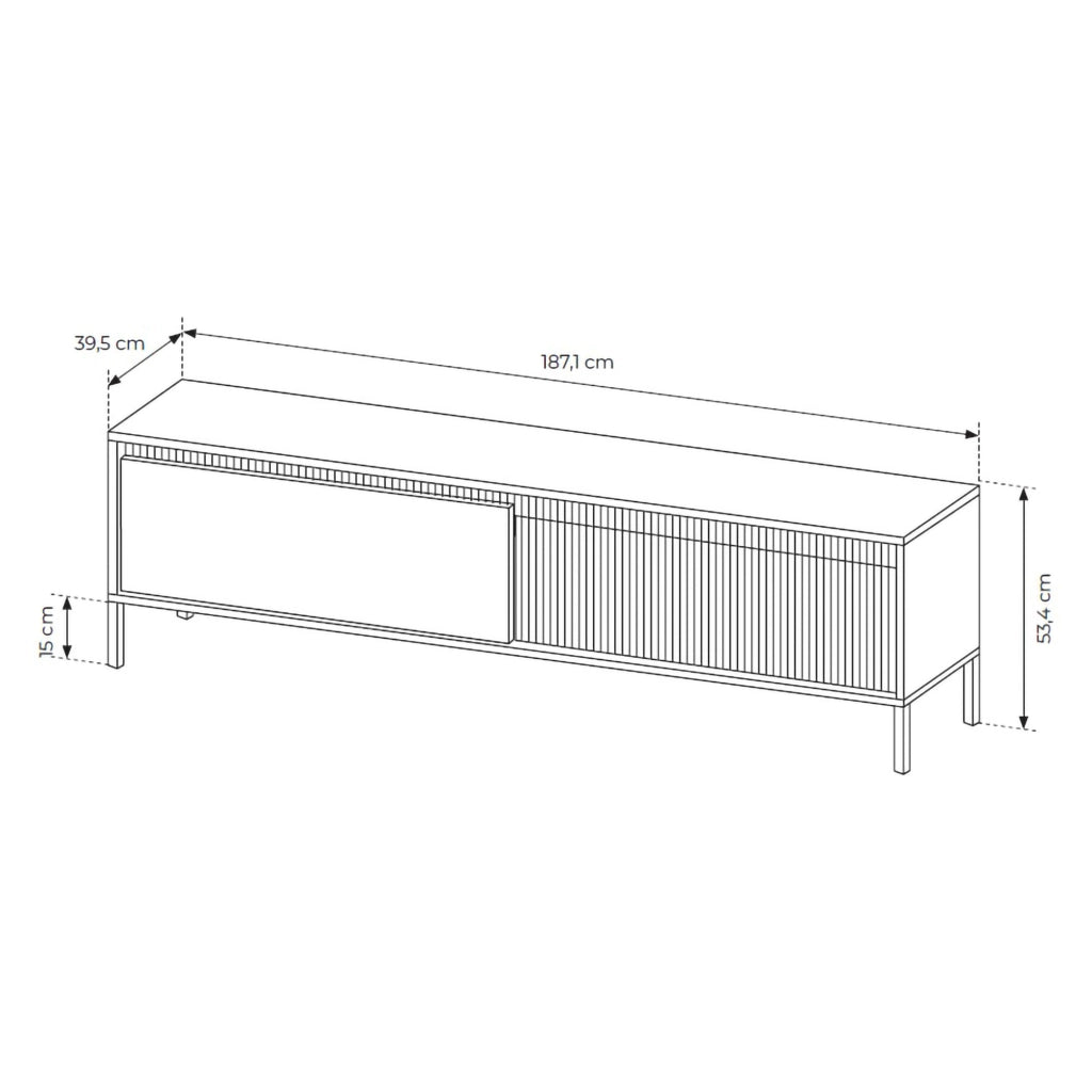 Kami, Mobile Porta tv un Ripiano, 187x40x53h cm Beige