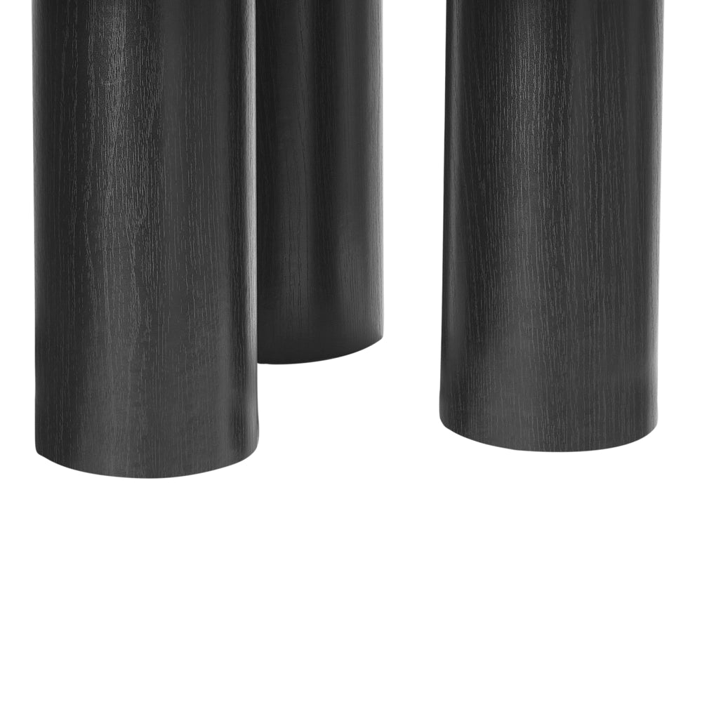 Tavolino da caffè in legno ingegnerizzato nero Triangolo retrò Soggiorno carta stagnola simil-legno