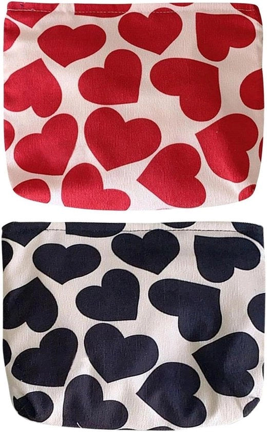 Due paia di portachiavi per donna in pelle rossa con tasca per oggetti, design trendy, borsa portatile.