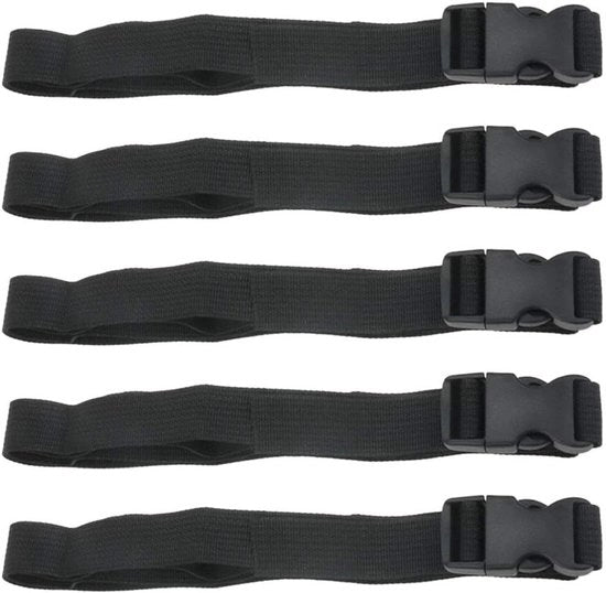 Set di cinti in nylon - Cinture di fissaggio Gespen - Fissaggio di bagagli - Chiusura veloce regolabile - 5 pezzi 120 cm - Nero