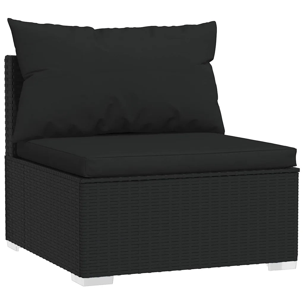 Set Divani da Giardino 4 pz con Cuscini in Polyrattan Nero 3101640