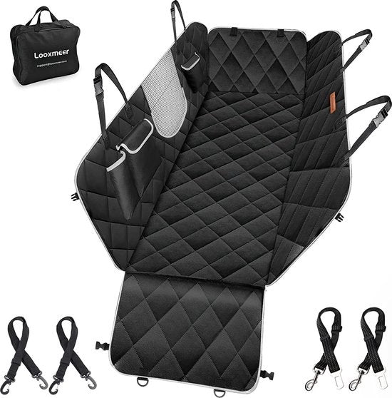 Hondenachterbanco Autocovriente Universale, Impermeabile e Resistente ai Graffi, Cuscino per Auto con Protezione Lato e Finestra di Visuale, Copertura per Auto, Camion, SUV, 137 x 147 cm
