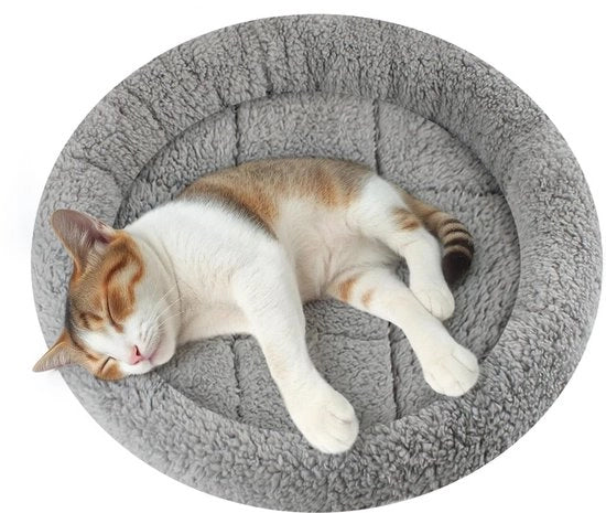 Cuscino per Gatti Rond 35 x 35 cm, Letto Caldo per Piccoli Cani, Gatti, Conigli, Cuscino per Gatti con Poggiatesta, Matrimoniale per Gabbia, Antiscivolo, Lavabile