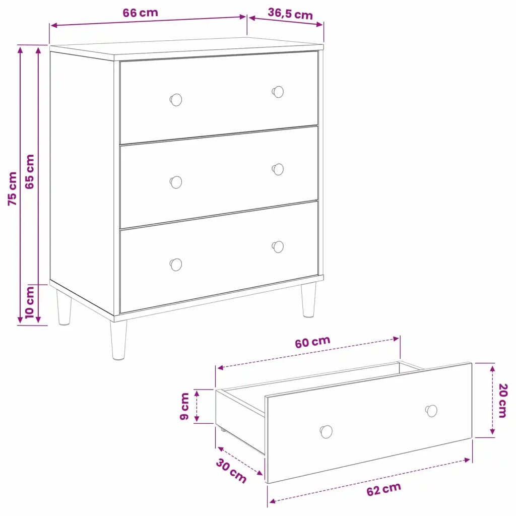 Cassettiera MAINZ Stampa floreale 66 x 36,5 x 75 cm Sonoma 8007364