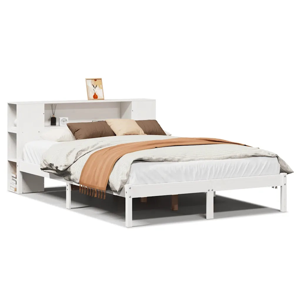 vidaXL Letto Libreria senza Materasso Bianco 135x190 cm Legno di Pino