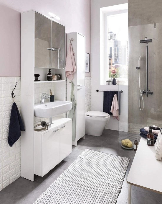 Cassettone per bagno alto - legno - bianco lucido - 361 x 197 x 197 cm (l x p x a) cassettone per bagno alto