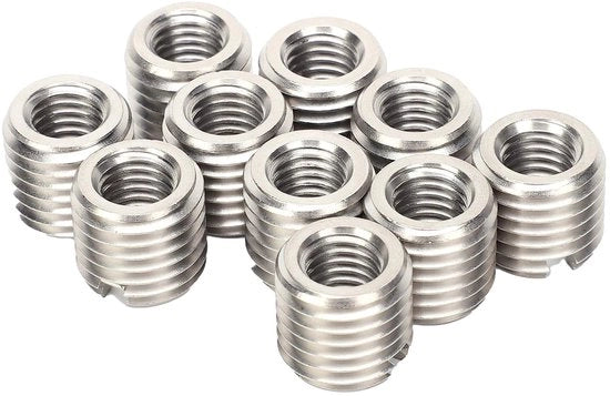 Inserti in Acciaio Inox per Riparazione della Fitta - 10 Pezzi - Diametro Interno M10 - Diametro Esterno M16 - Fitta a Viti per Riparazione - Lunghezza 15 mm
