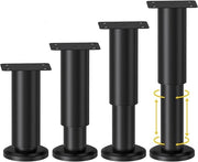 Piedi in metallo regolabili a 4 pezzi, 8-12 cm, piedi di tavolo regolabili con viti, adatti per divani/letti/seggiolini/scrivanie/tavoli, sostituti pesanti per piedi di letto.