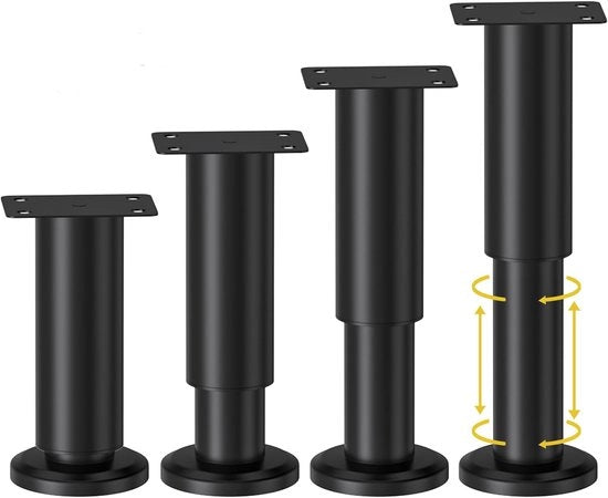 Piedi in metallo regolabili a 4 pezzi, 8-12 cm, piedi di tavolo regolabili con viti, adatti per divani/letti/seggiolini/scrivanie/tavoli, sostituti pesanti per piedi di letto.