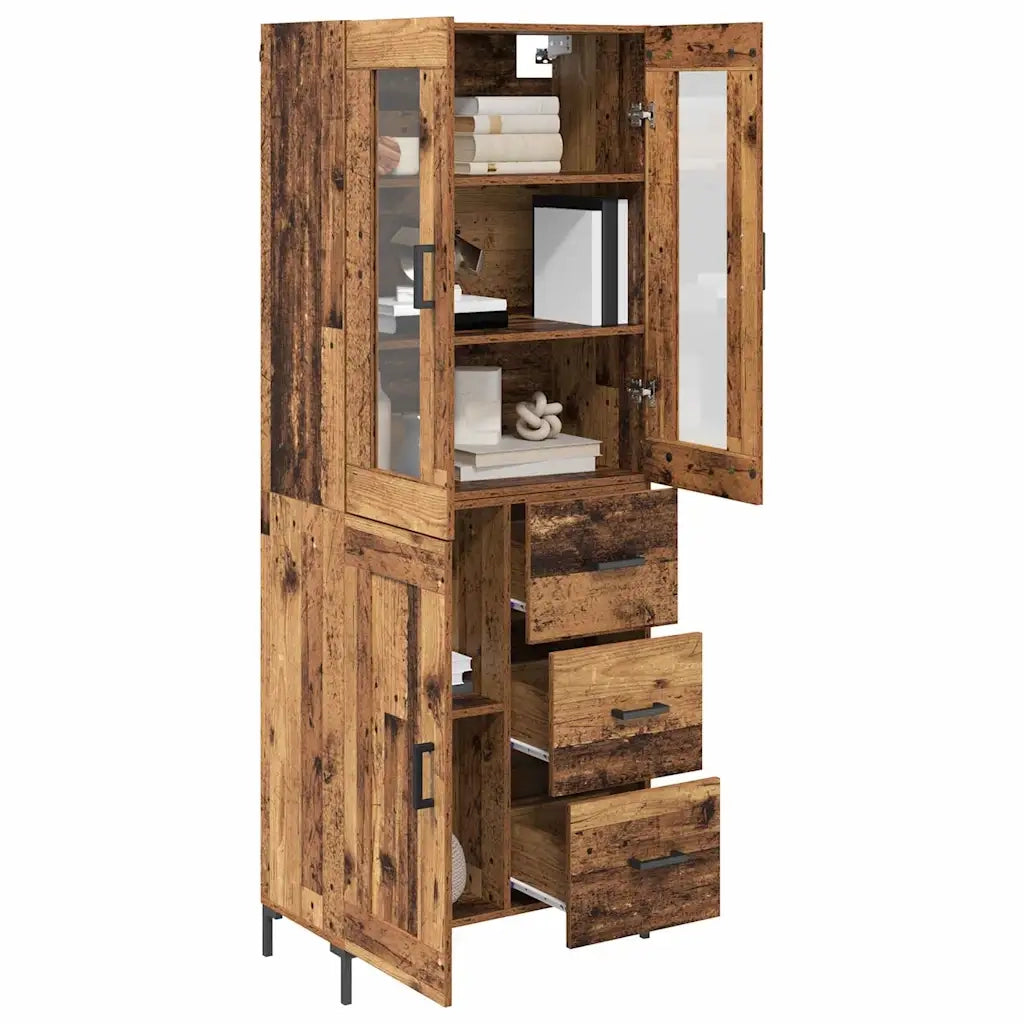 Credenza con cassetto 2 pz | Madia | Buffet da pranzo | Armadio da pranzo Legno vecchio Legno multistrato