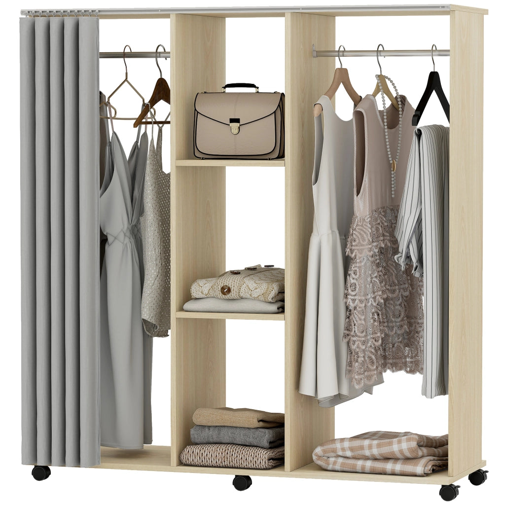 Armadio a rulli con appendiabiti ¨C zephmum ¨C legno naturale 120x40x128 cm