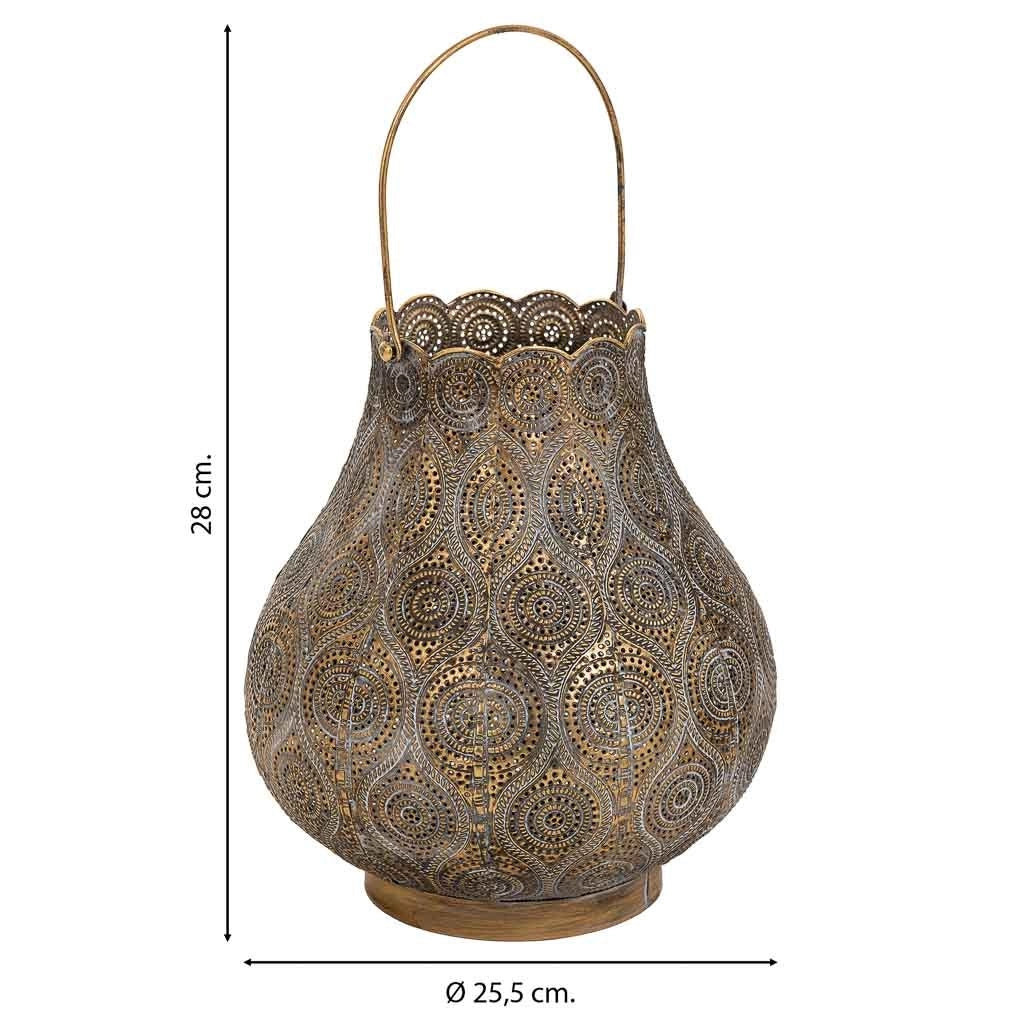 Portacandele in metallo marrone 25,5x25,5x28h cm