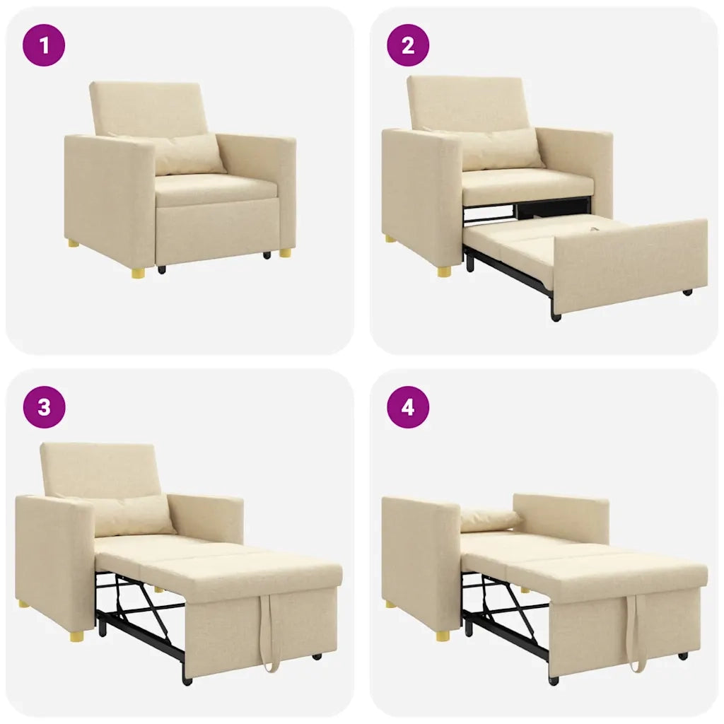 Divano letto estraibile singolo-Sofa Letto-Daybed Crema 90 x 165 x 87 cm Tessuto