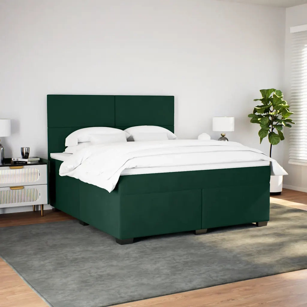 Giroletto a Molle con Materasso Verde Scuro 180x200 cm Velluto 3290975