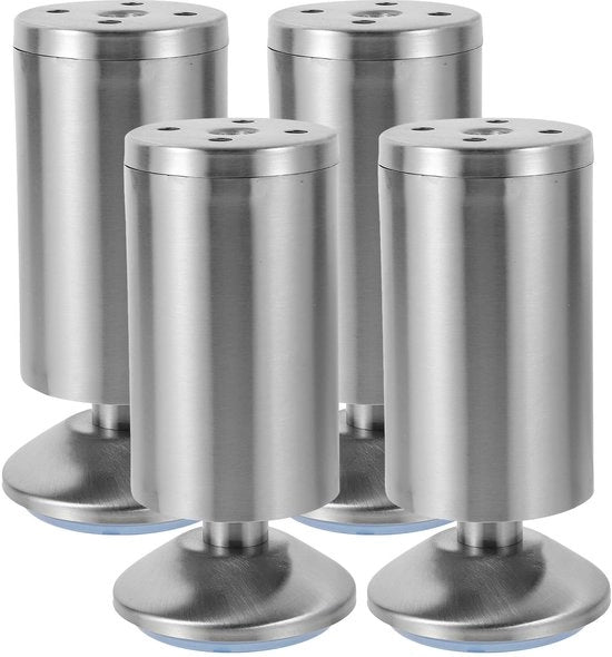 Set di 4 Potenti Regolabili per Mobili - Piastrine in Acciaio Inossidabile - 50 x 120 mm - Piastrine per Mobili