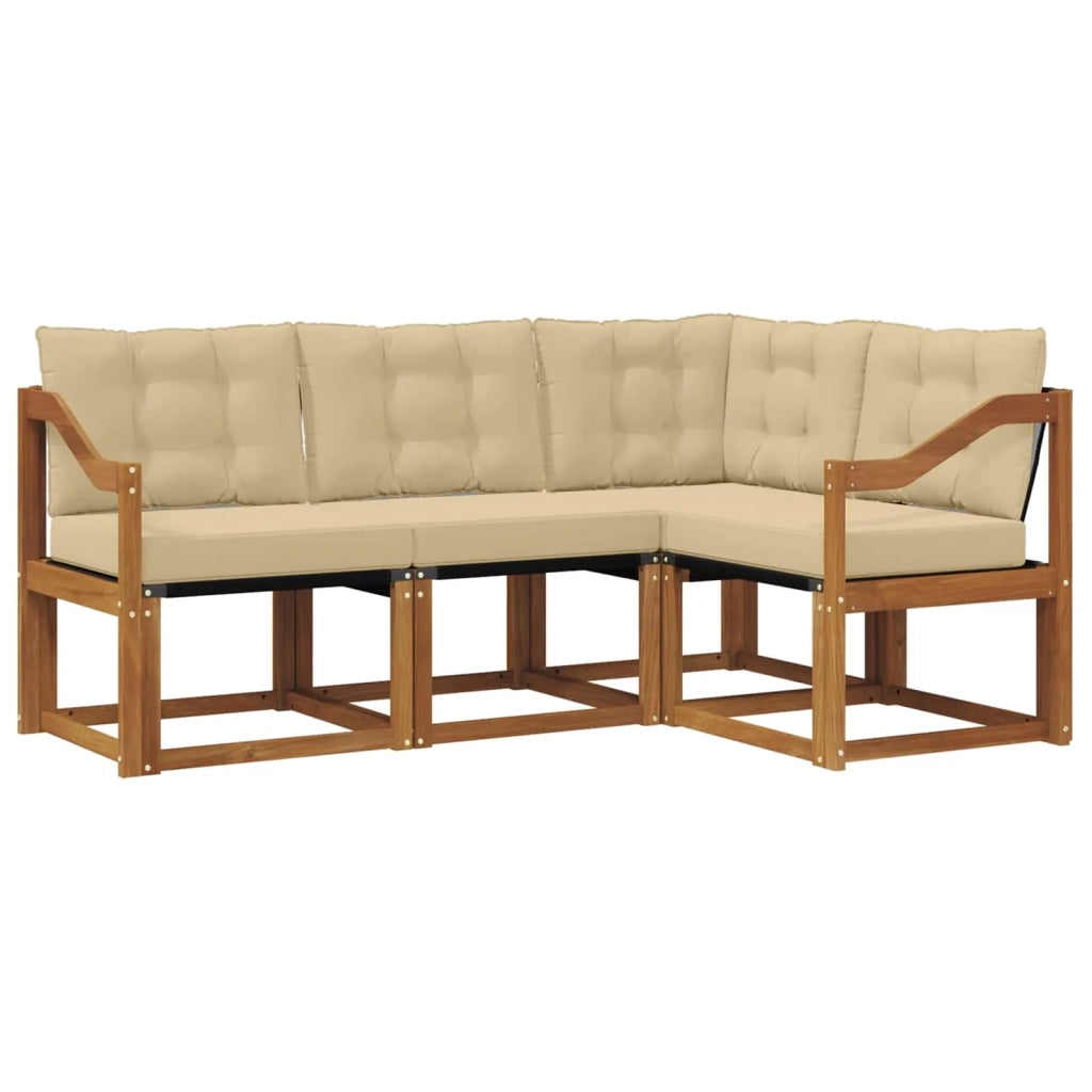 Set di divani da esterno con cuscino 4 pcs Naturale e Beige