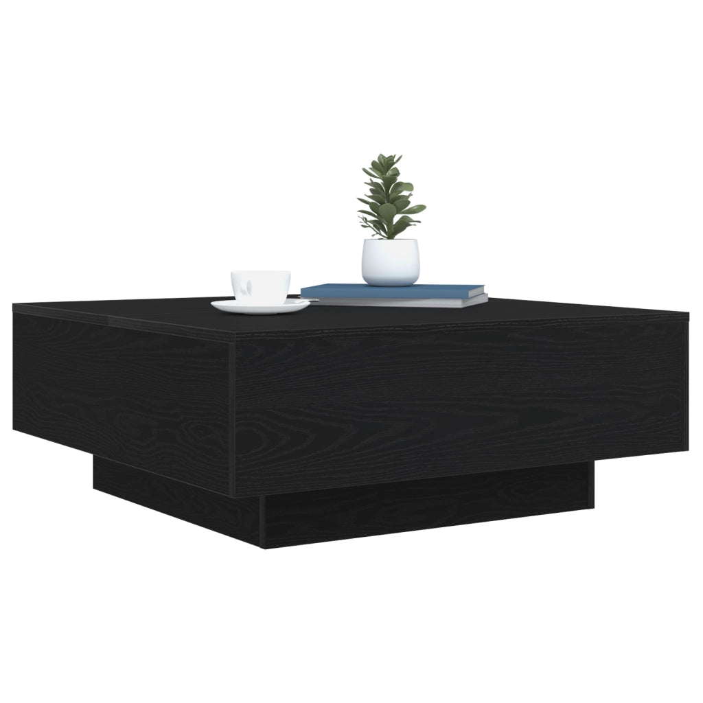 Tavolino da caffÃ¨  con luci LED Finitura in rovere nero 80x80x31 cm