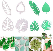 Set di foglie tropicale a forma di biscotto, 4 pezzi Set di foglie a forma di biscotto in plastica Mini biscotto a forma di foglie Fondant biscotto a forma di foglie per DIY biscotto Attrezzatura per torte di cupcake