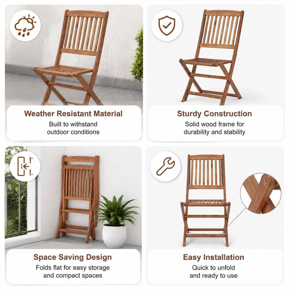 Folding Garden Chairs, 2 Pieces, Solid Acacia Wood