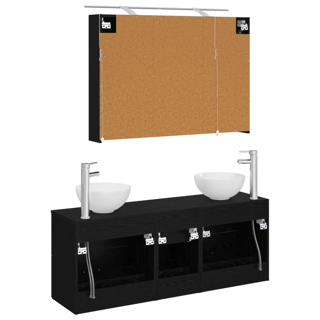 Set di mobili per il bagno 4 pcs Rovere Nero 3406696