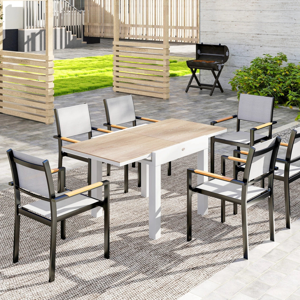 Tavolo da pranzo da giardino allungabile per 6 persone ¨C zephmum ¨C rettangolare, alluminio, 60x80x75 cm