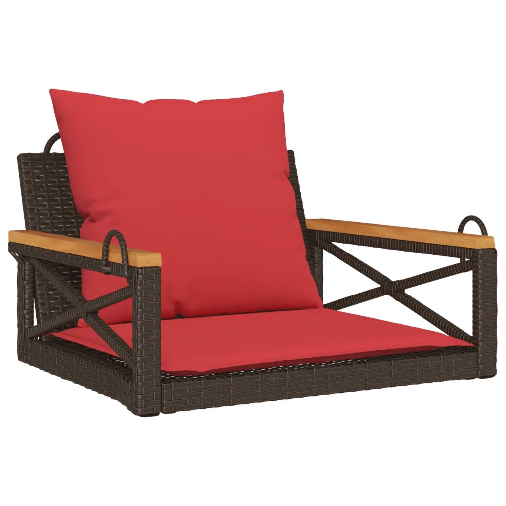 Panchina Dondolo con Cuscini Marrone 63x62x40 cm in Polyrattan