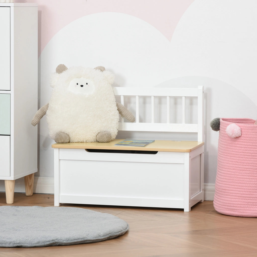 Cassa per Giocattoli con Seduta ¨C zephmum ¨C Bianco 60x30x50 cm