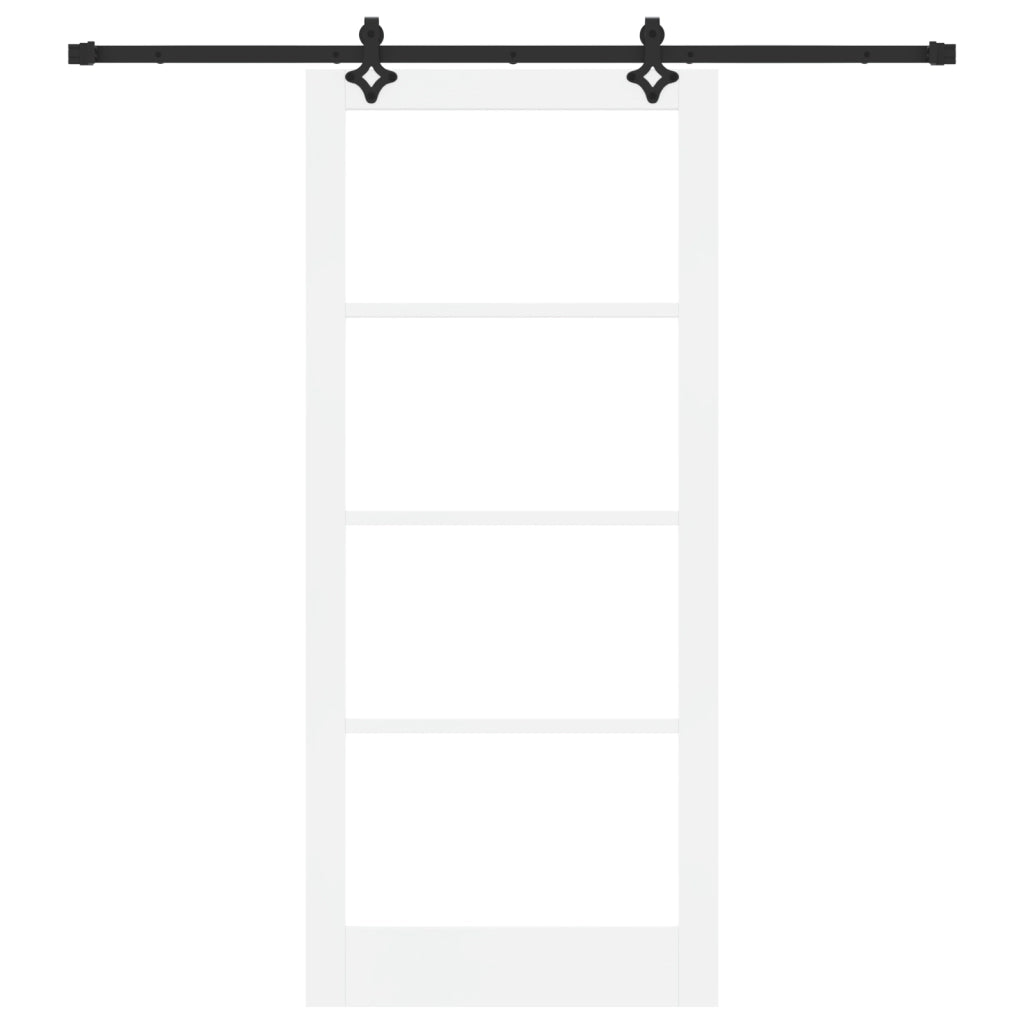 Porte Scorrevoli  con Set Hardware 'ORKDAL'Bianco in Legno Massello e Vetro