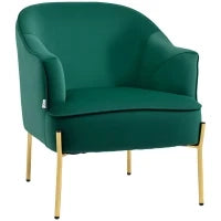 Poltrona da Camera da Letto in Tessuto Effetto Velluto con Gambe in Acciaio, 62x69x75 cm, Verde