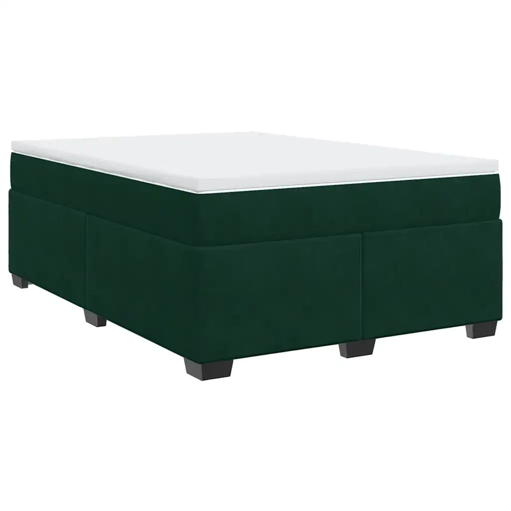 Giroletto a Molle con Materasso Verde Scuro 140x200 cm Velluto