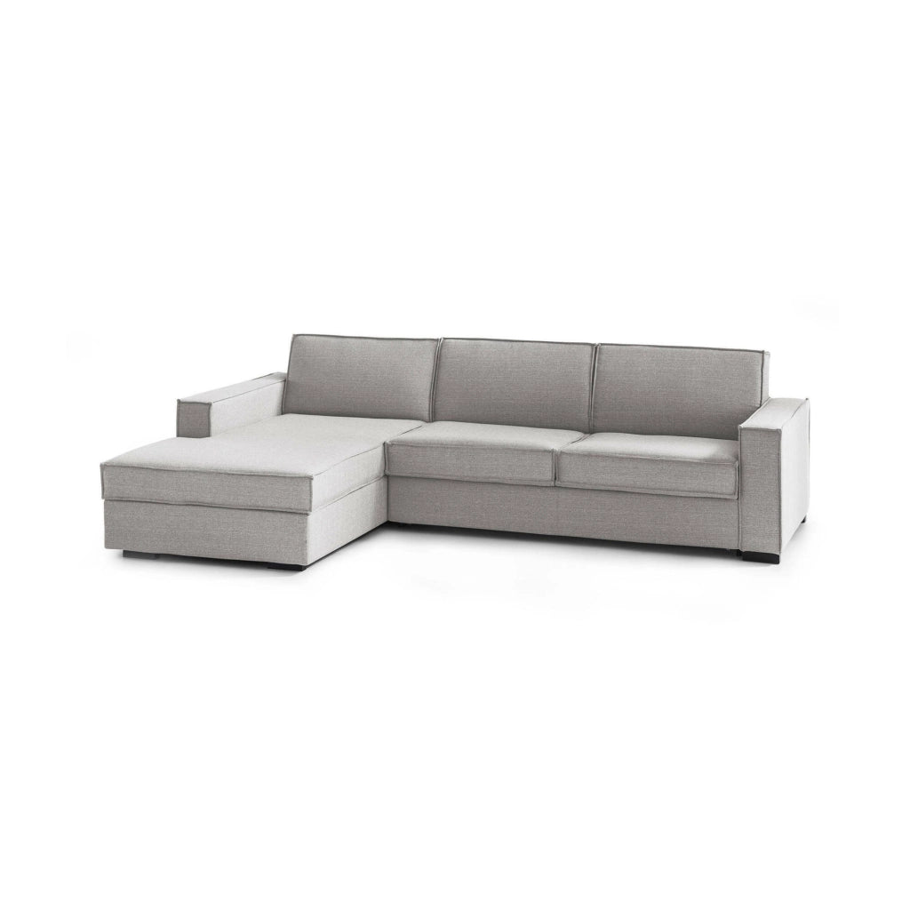 Albenga, Divano Letto con Penisola Sfoderabile Made in Italy, 260x95 cm Grigio