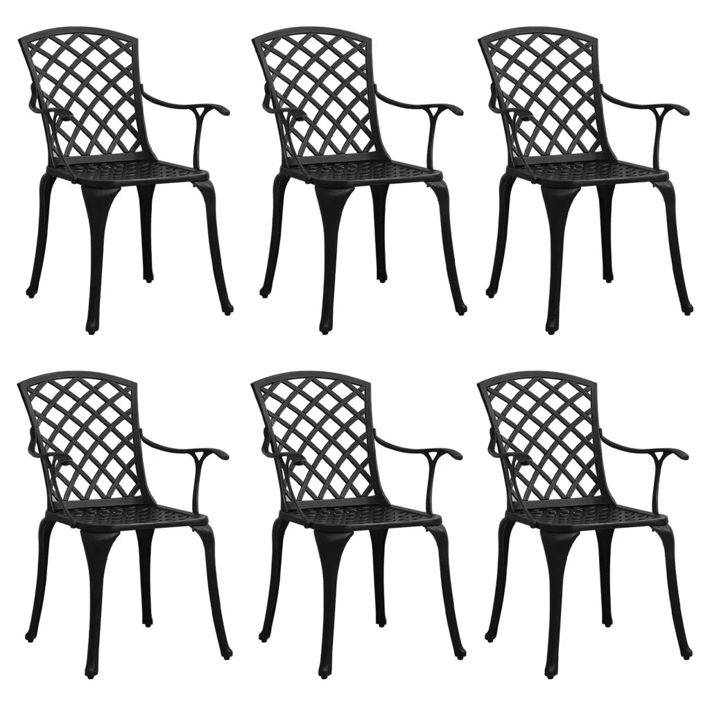 Sedie da Giardino 6 pz in Alluminio Pressofuso Nero