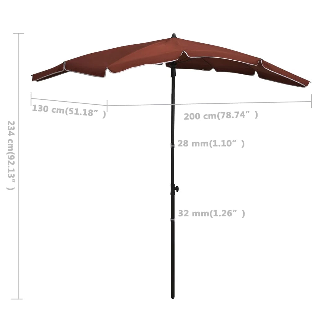 Ombrellone da giardino con palo 200 x 130 cm terracotta 02_0008322