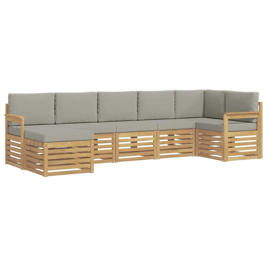Set di divani da esterno 6 pcs Bianco e Grigio Chiaro