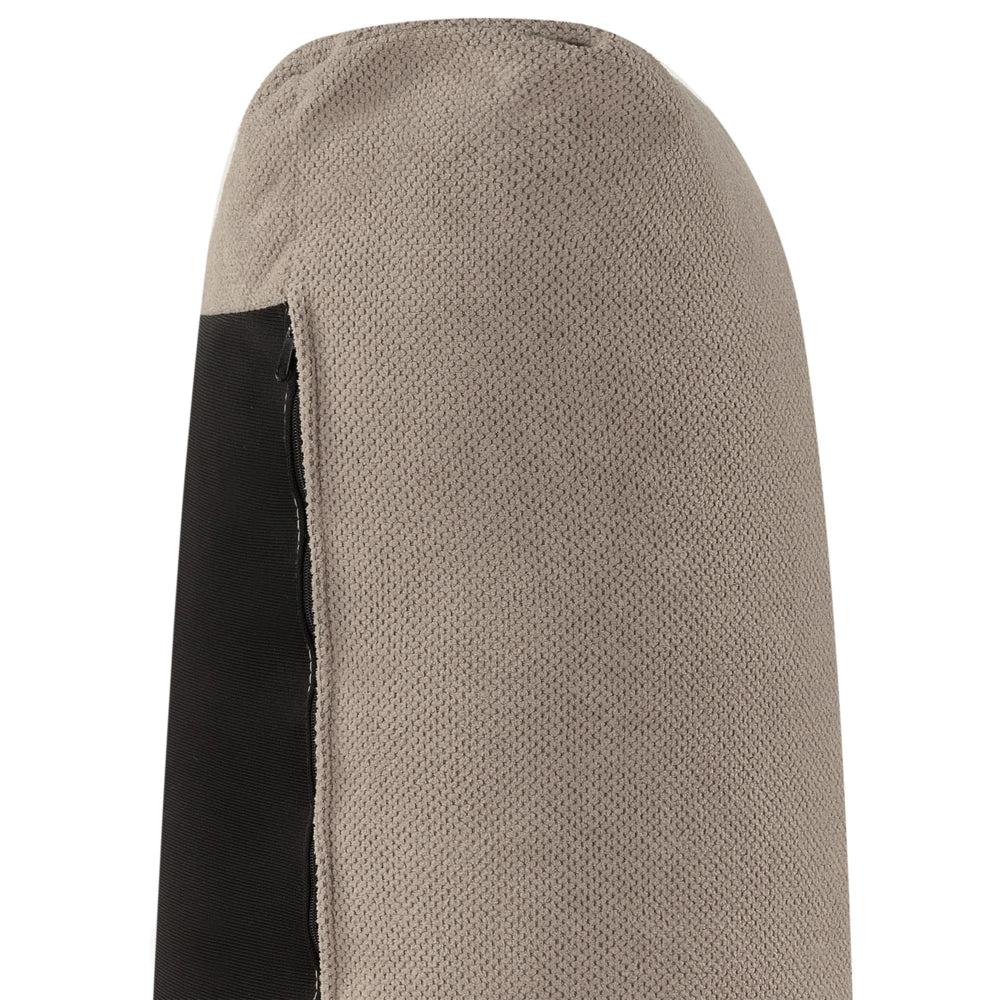 Divano moderno in tessuto tortora 4 posti con gambe in legno stile moderno