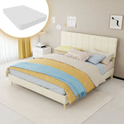 Letto Matrimoniale Imbottito con Materasso ¨C MINIMAL ¨C Tessuto Beige 160x200