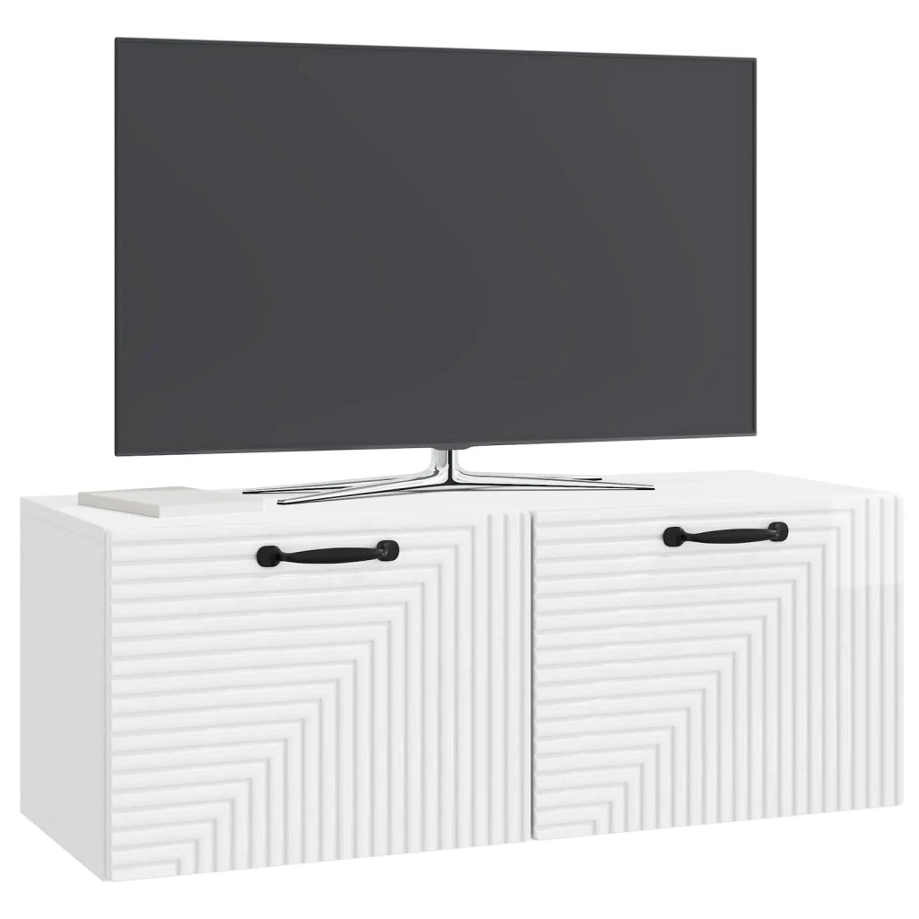 Mobile Porta TV da Muro Bianco Lucido 78,5 x 31 x 30 cm