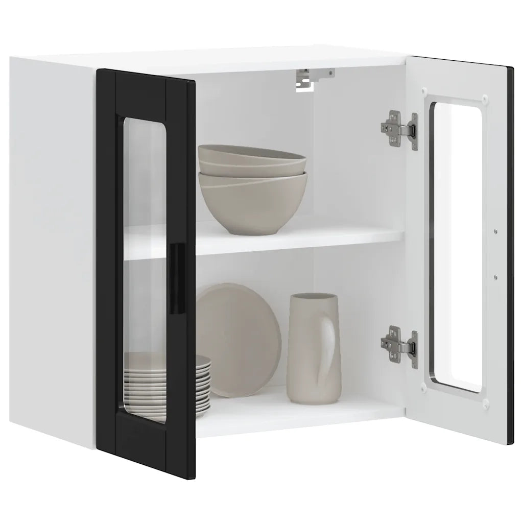 vidaXL Pensile da Cucina con Porta in Vetro Porto Nero