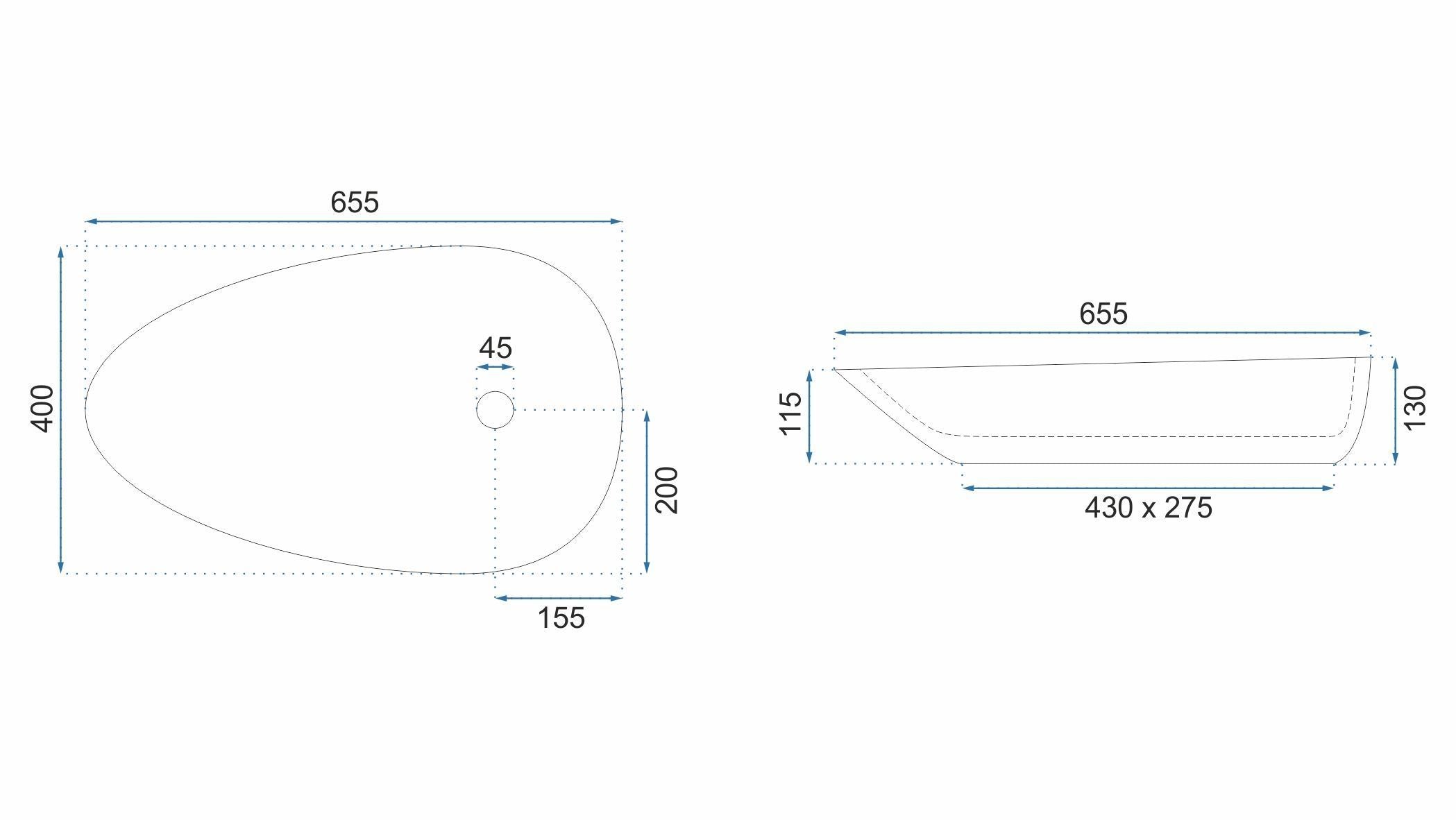 Lavabo Da Appoggio Rea Greta 65 Bianco Shiny