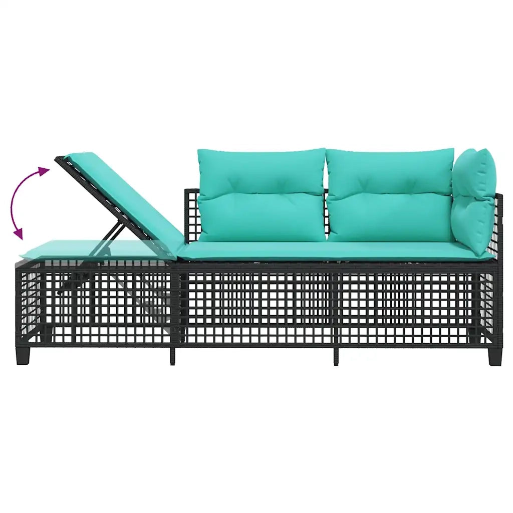 Set divano angolare da giardino a 3 pz con Cuscini in Polyrattan Nero 365452