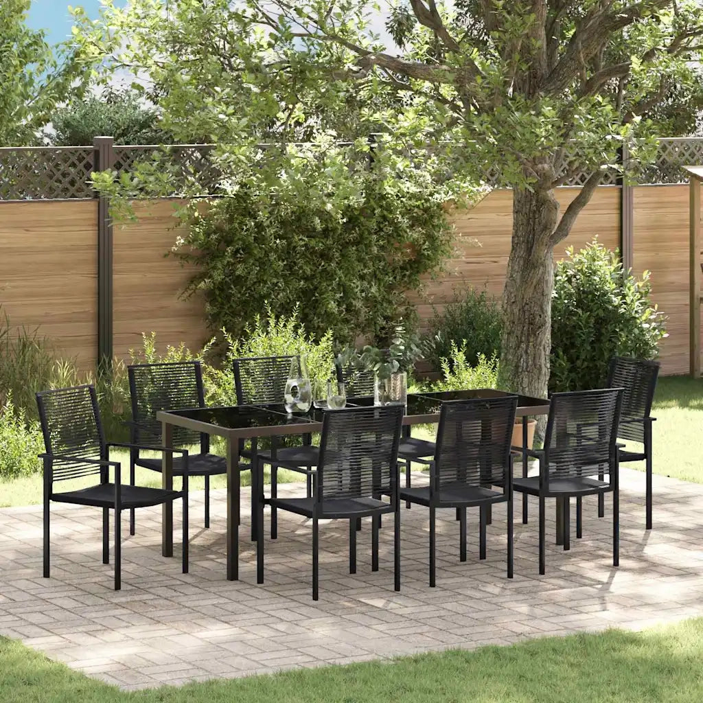 Set da Pranzo per Giardino 9 pcs Nero 3379169
