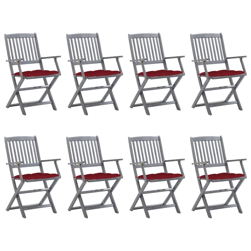 Sedie da Giardino Pieghevoli 8 pz con Cuscini Massello Acacia cod mxl 45138