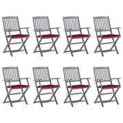 Sedie da Giardino Pieghevoli 8 pz con Cuscini Massello Acacia cod mxl 45138