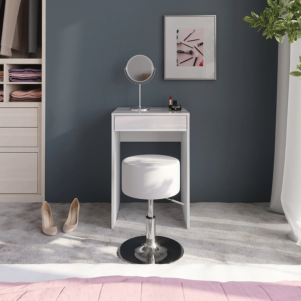 Vicco Tavolo da toeletta Bianco/bianco lucido 51.4 cm con sgabello