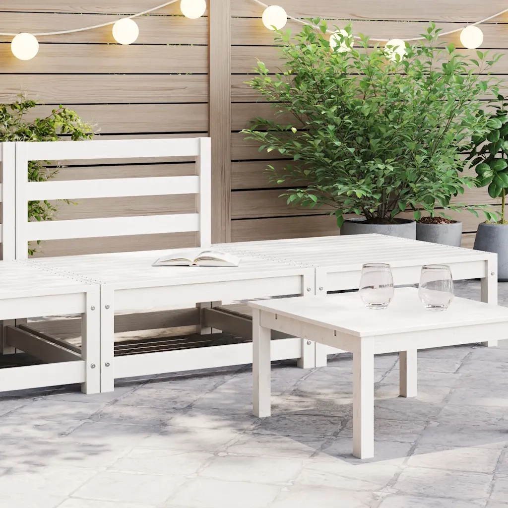 Set Divani da Giardino 2 pz | Set Salotto da Giardino Bianchi in Legno Massello di Pino