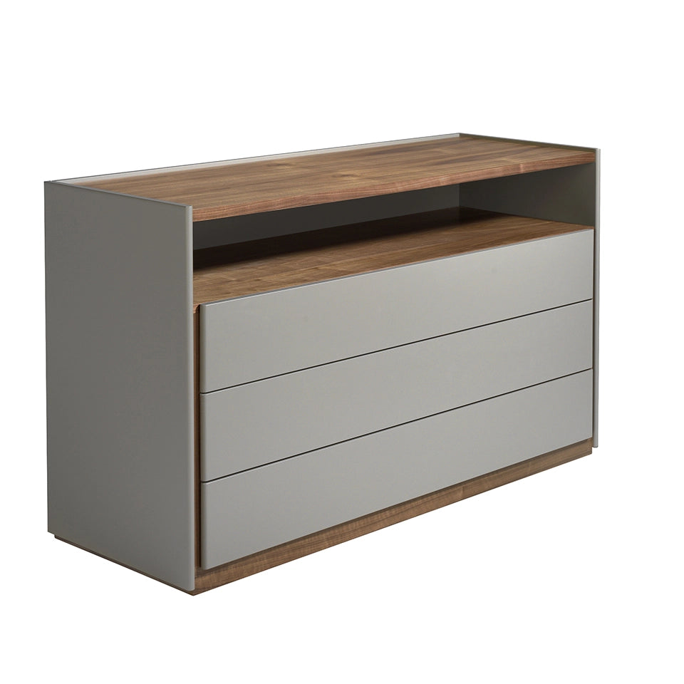Cassettiera 148x50x85 cm in legno grigio e noce